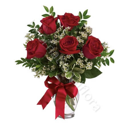 Bouquet di 5 Rose rosse