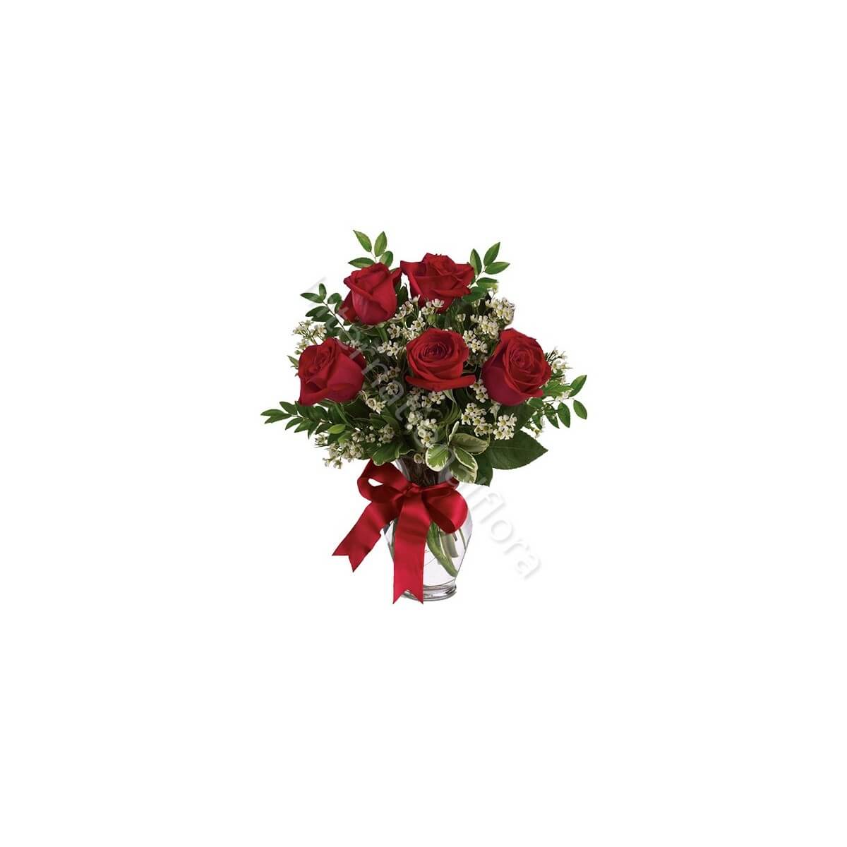 Bouquet di 5 Rose rosse