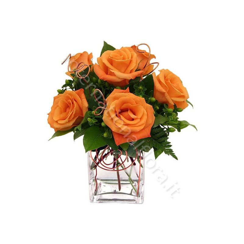 Bouquet di 5 Rose arancio internationalflora.com