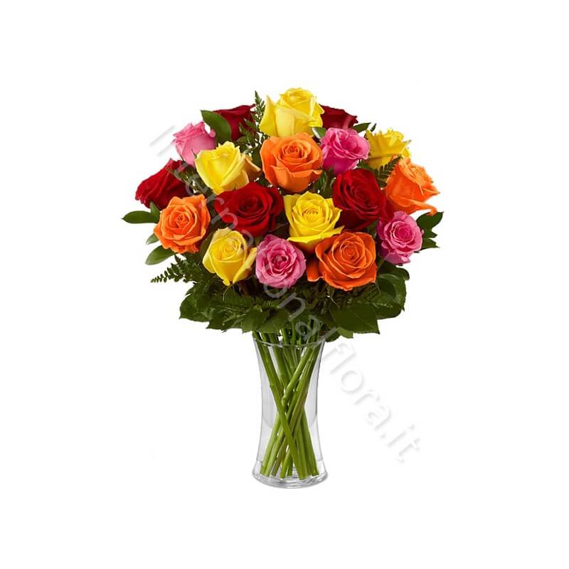 Bouquet di 18 Rose colorate