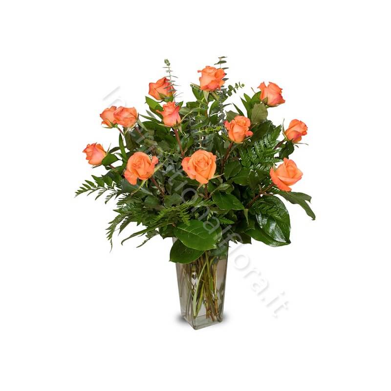 Bouquet di 12 Roselline arancio
