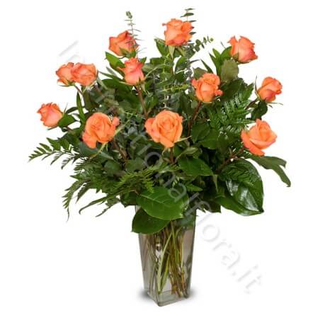 Bouquet di 12 Roselline arancio