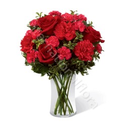 Bouquet di Rose rosse e Garofani rossi