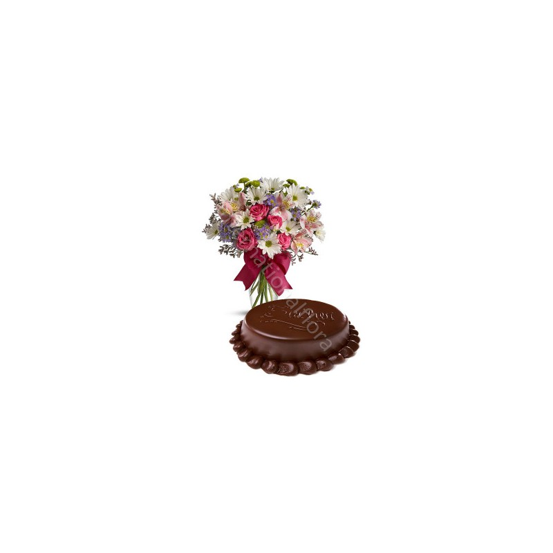 Torta Sacher con Bouquet Allegria internationalflora.com