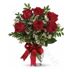 Bouquet di 6 Rose Rosse