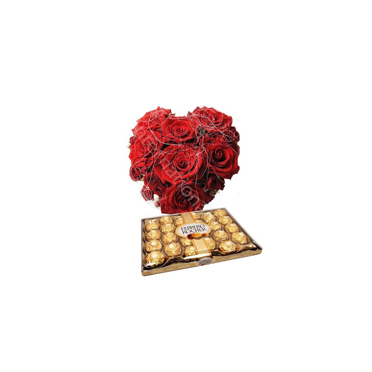 Piccolo Cuore di Rose rosse con Ferrero Rocher