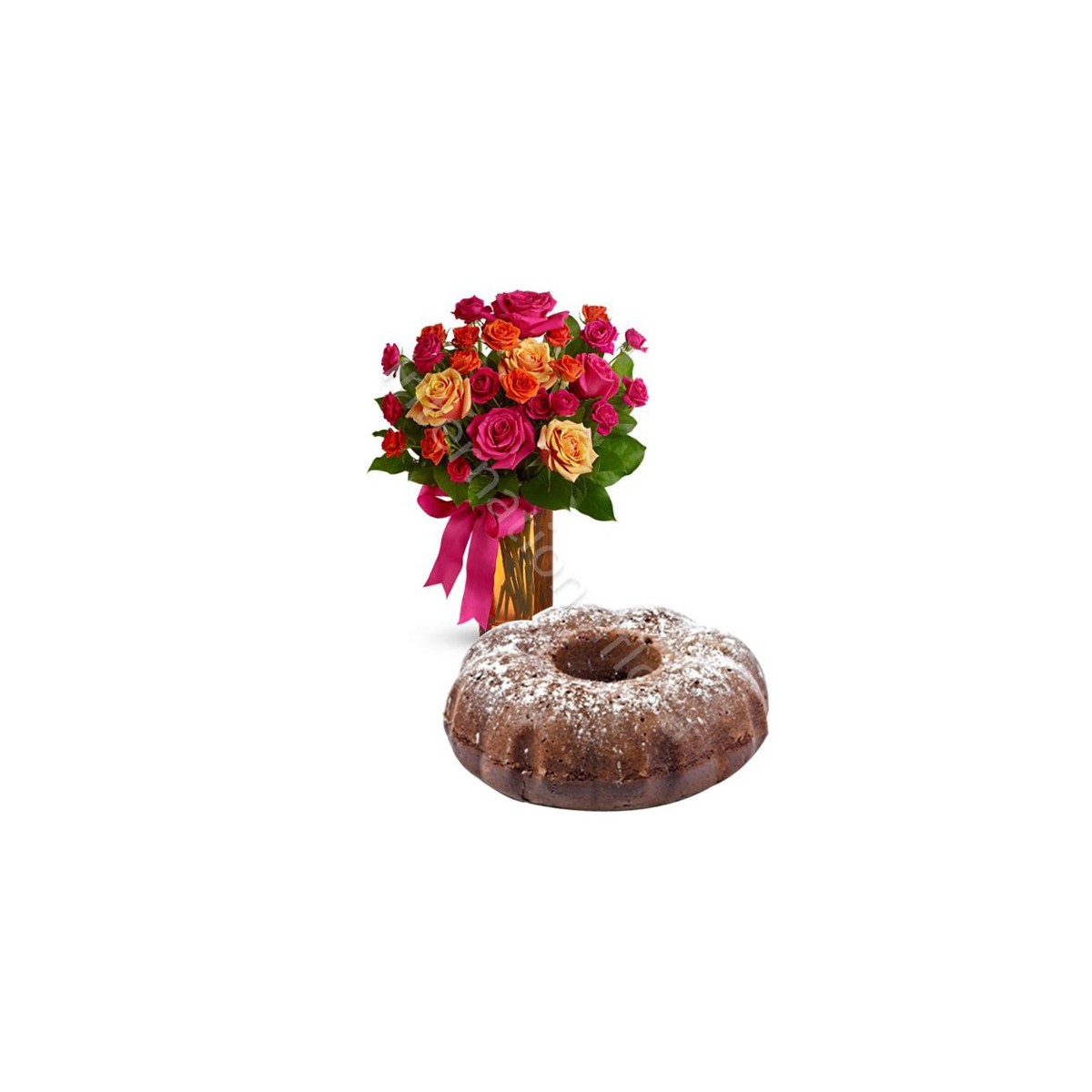 Ciambellone al Cacao con Bouquet di Roselline