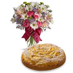 Torta di Mele e Bouquet di Fiori misti internationalflora.com