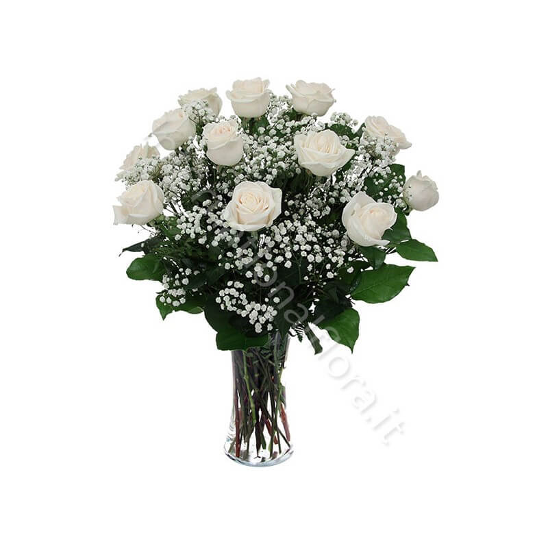 Bouquet di 12 Roselline bianche internationalflora.com