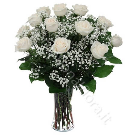 Bouquet di 12 Roselline bianche