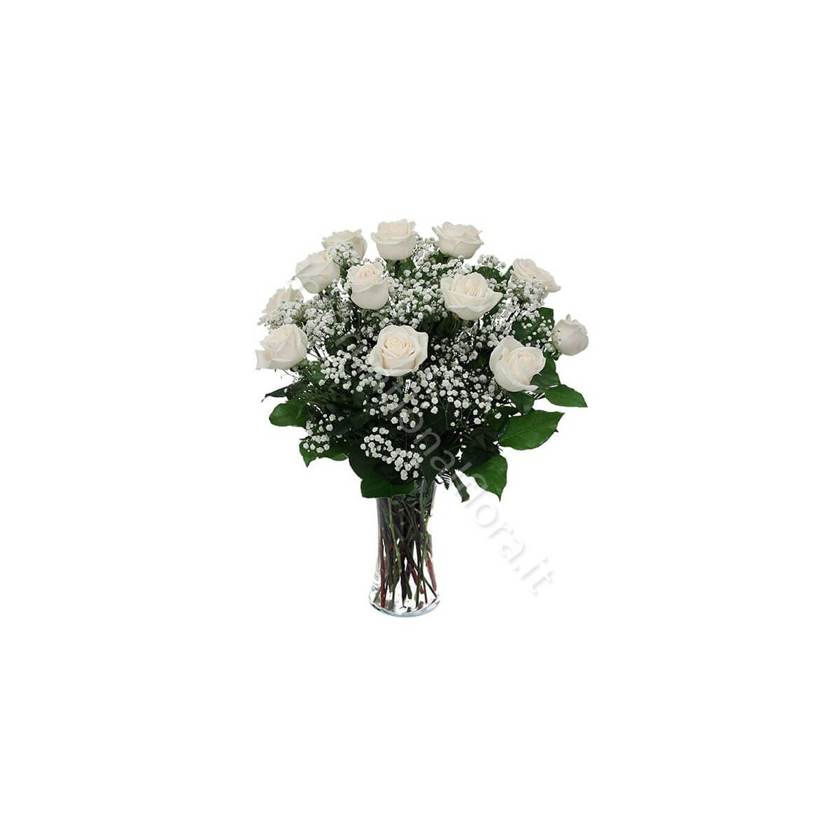 Bouquet di 12 Roselline bianche