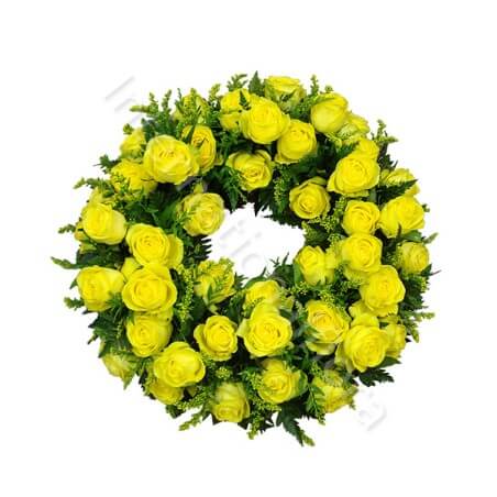 Corona funebre di Rose gialle